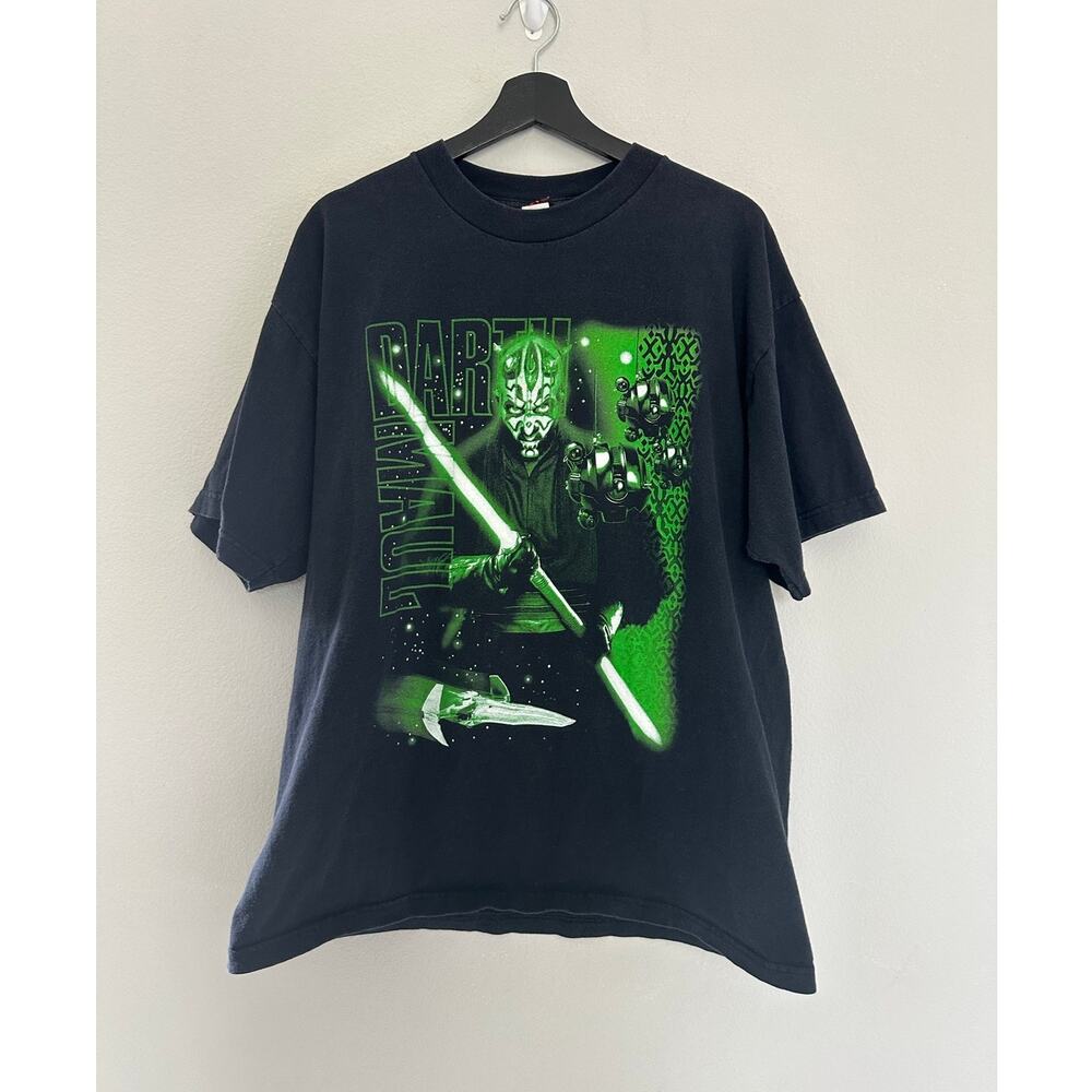 Vintage 90s Star Wars Darth Maul Black Green Shirt size XL